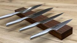 Kai knives, magnetic strip walnut