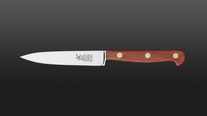 
                    noble carbon steel paring knife with plum wood handle